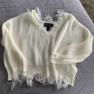 Distressed v-neck sweater